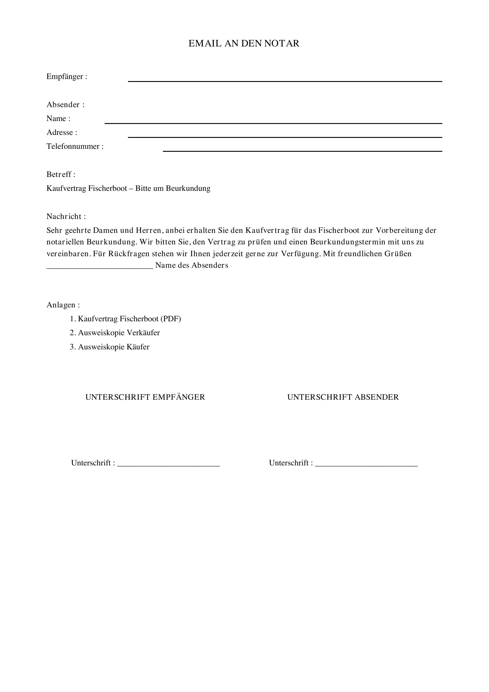 E-Mail An Notar Muster